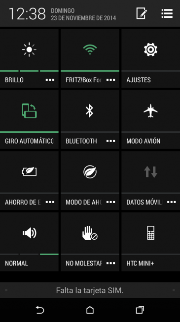 Accesos directos del HTC One Mini 2