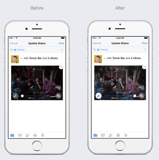 Filtro en Facebook para iOS