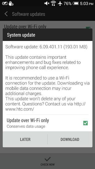 Actualizacion OTA para el HTC One