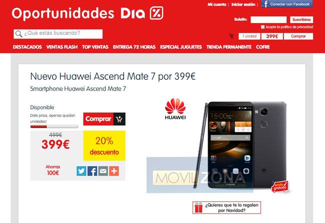 Oferta del Huawei Ascend Mate7 en DIA