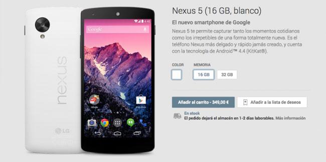 Nexus 5 en Google Play