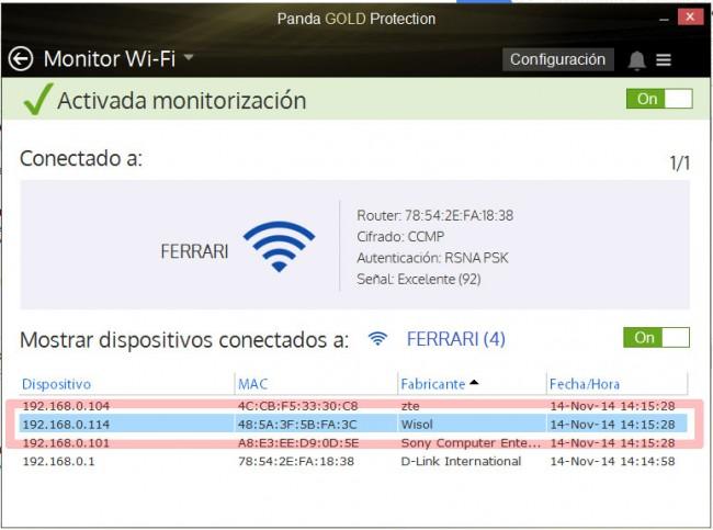 Panda Gold 2015 análisis de la conexión wifi