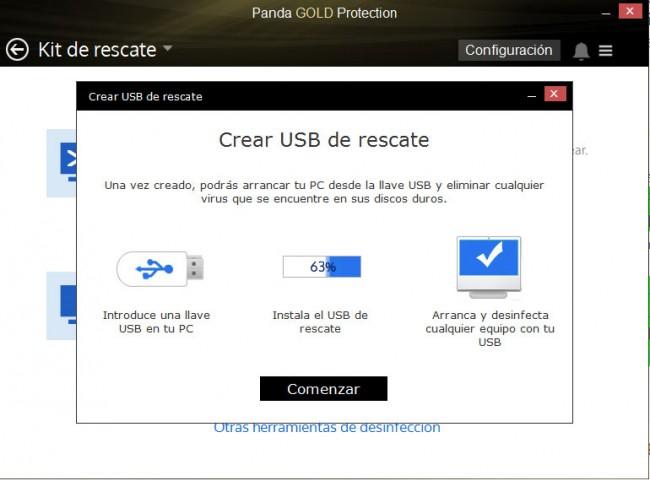Panda Gold 2015 crear USB de rescate