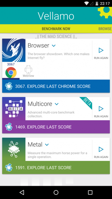 Resultado en Vellamo del Nexus 6