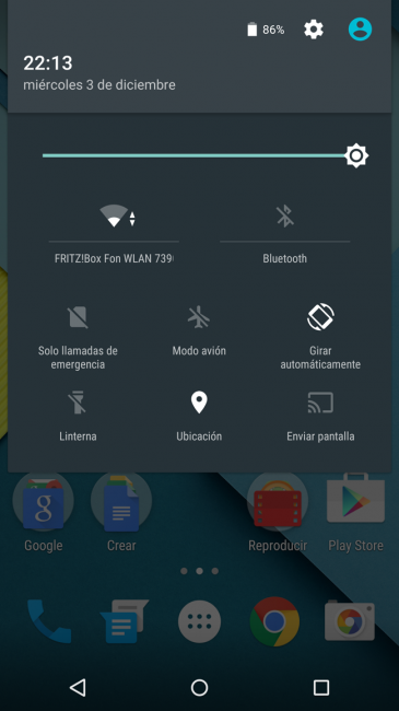 Accesos del Nexus 6