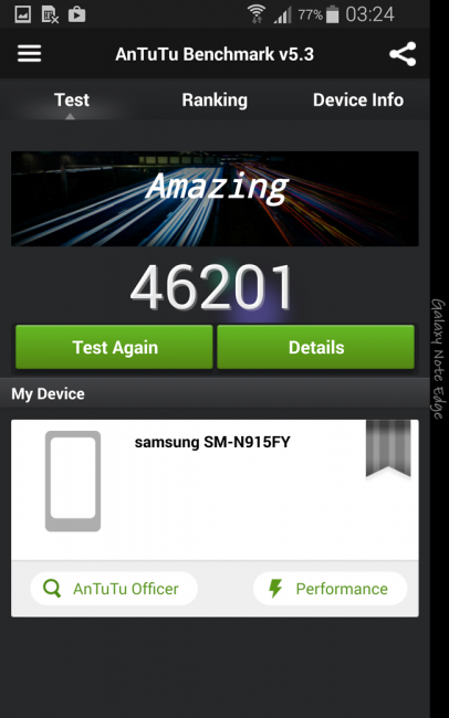 Resultado en AnTuTu con Samsung Galaxy Note Edge