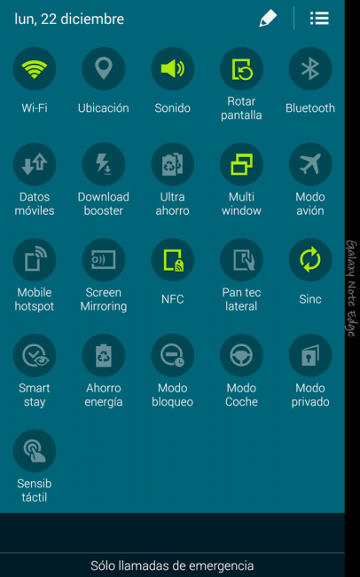Accesos directos del Samsung Galaxy Note Edge