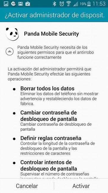 Panda Mobile Secutiry 2015 administrador de dispositivos