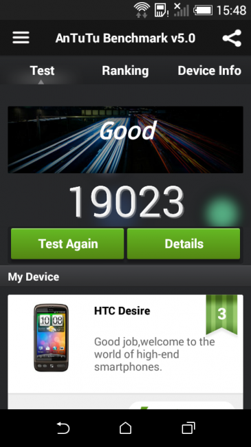 Resultado en AnTuTu con el HTC Desire 510