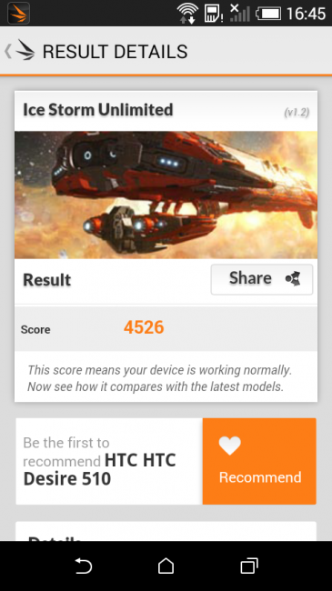 Resultado 3D Mark del HTC Desire 510
