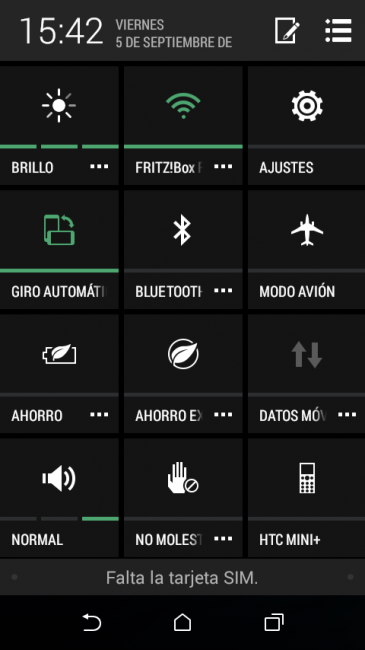 Barra de notificaciones HTC Desire 510
