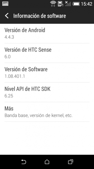 Información del sistema del HTC Desire 510