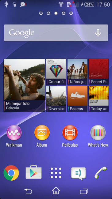 Escritorio del Sony Xperia E3