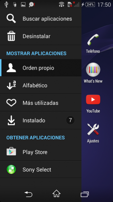 Aplicaciones en el Sony Xperia E3