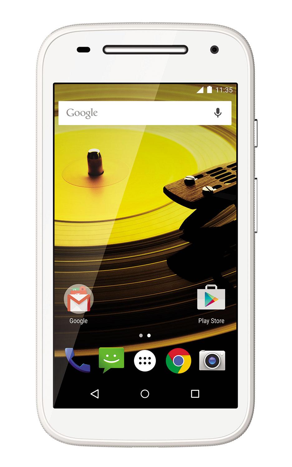 Motorola Moto E en color blanco vista frontal