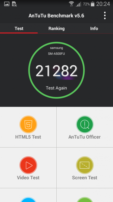 Resultado en AnTuTu del Samsung Galaxy A5