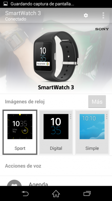 Aplicación Android Wear sincronizada con el Sony SmartWatch 3