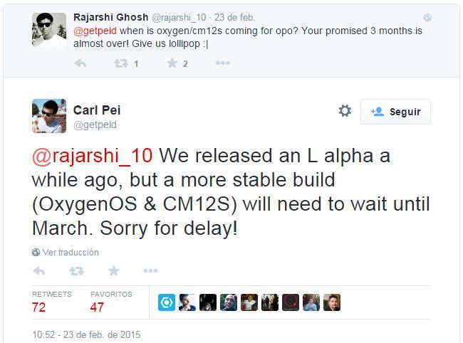 Carl Pei Twitter CyanogenMod 12S OxygenOS