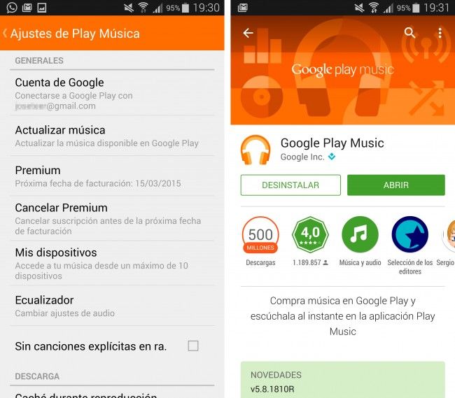 Cancelar suscripción a Google Music.