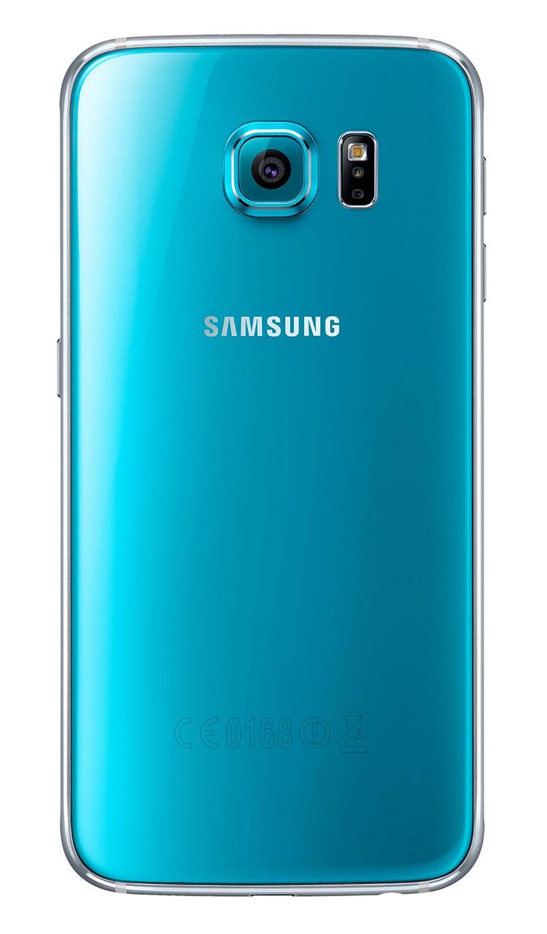 Samsung Galaxy S6 en color azul vista trasera