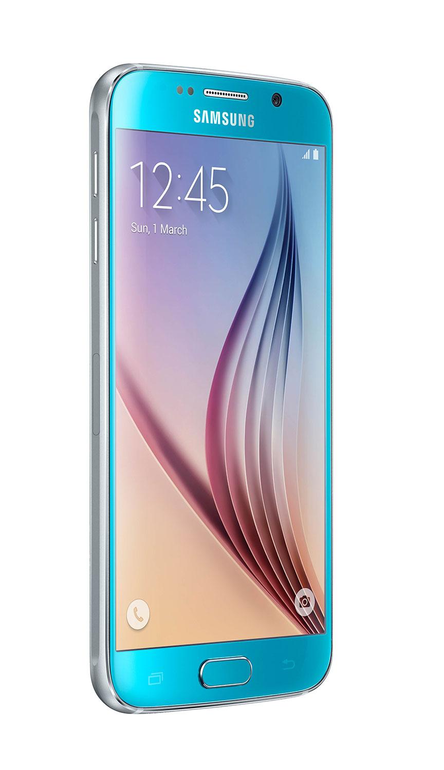 Samsung Galaxy S6 en color azul vista lateral