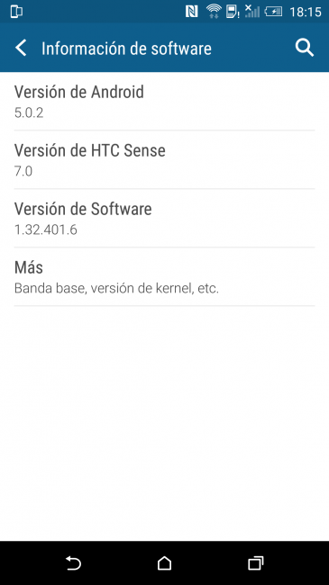 Información del sistema del HTC One M9