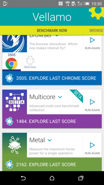 Prueba Vellamo del HTC One M9