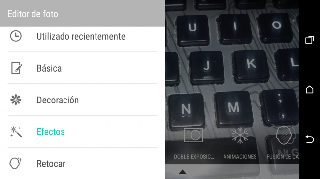 Editor de imágenes del HTC One M9