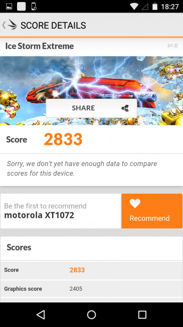 Resultado en 3D Mark del Motorola Moto G 4G 2015
