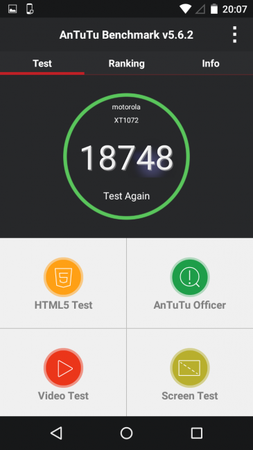 Resultado en AnTuTu del Motorola Moto G 4G 2015