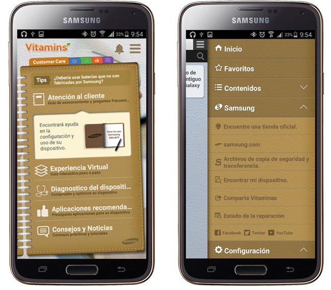 Interfaz de Vitamins for Samsung mobile