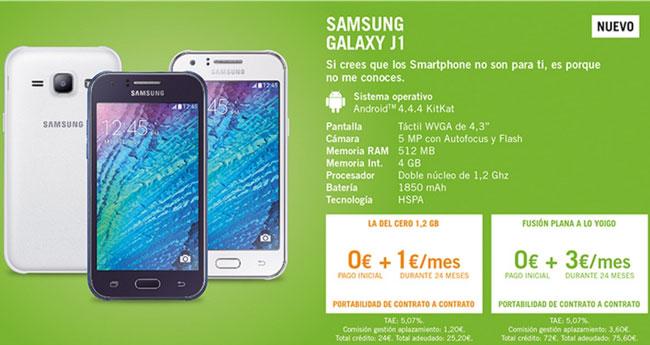 Samsung Galaxy J1 con Yoigo