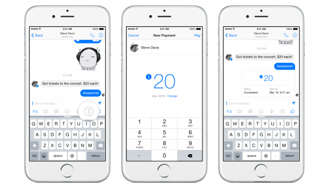 Pagos en Facebook Messenger.