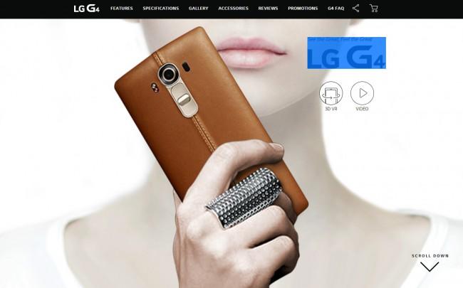 LG G4 en cuero cogido con una mano