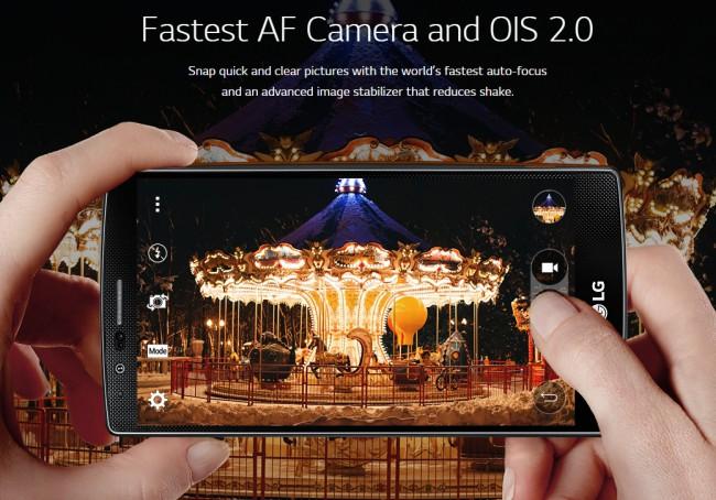 LG G4 con las opciones de la cámara en pantalla