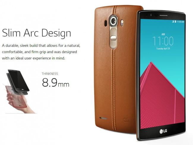 LG G4 detalle de la parte frontal y de la trasera