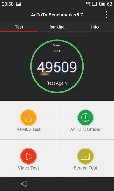 Resultado en AnTuTu del Meizu MX4