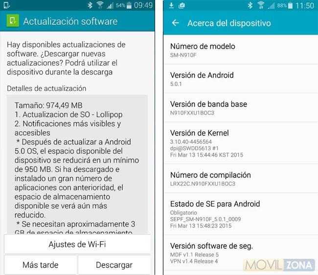 Actualizacion Android 5.0.1 Lollipop para el Samsung Galaxy Note 4 de Orange