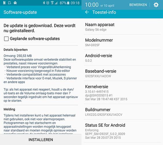 Actualizacion para el Samsung Galaxy S6 Edge