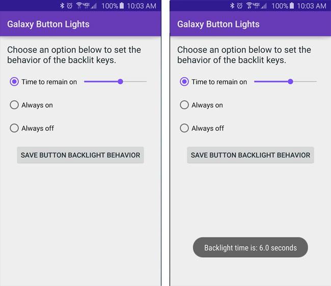 Ajustes de la app Galaxy Button Lights