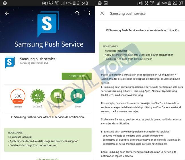 Actualizacion de Samsung Push Service para Samsung Galaxy