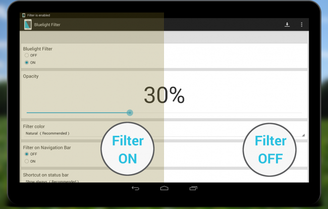 Bluelight Filter para Android.