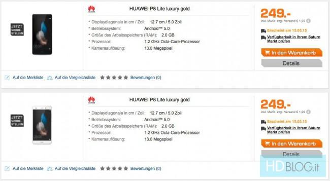 Huawei P8 Lite precio web alemana.