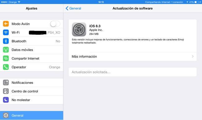 Actualizacion iOS 8.3 para iPad