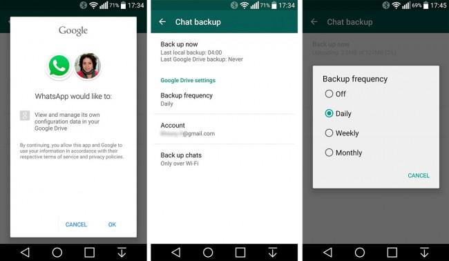 WhatsApp permite hacer backup en Google Drive.