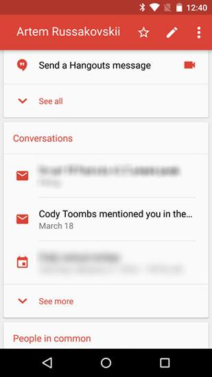 Información sobre un contacto en Gmail