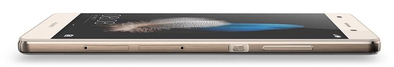 Huawei P8 Lite en color dorado visto de perfil