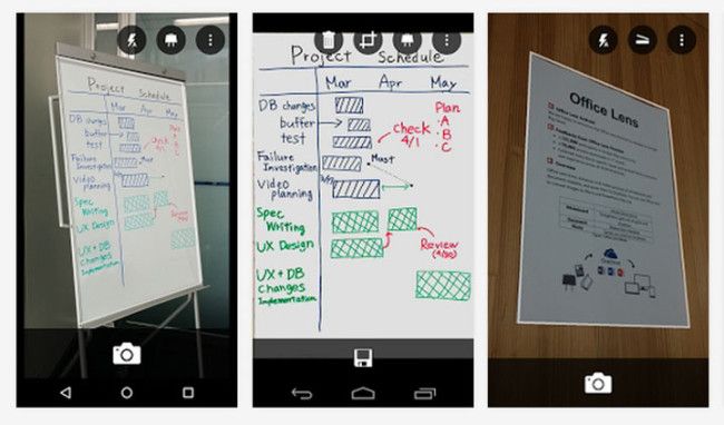Interfaz de Microsoft Office Lens