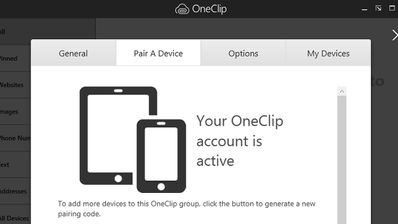 Interfaz de Microsoft OneClip