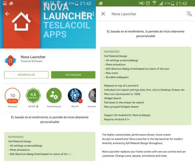 Cambios en Nova Launcher 4.0